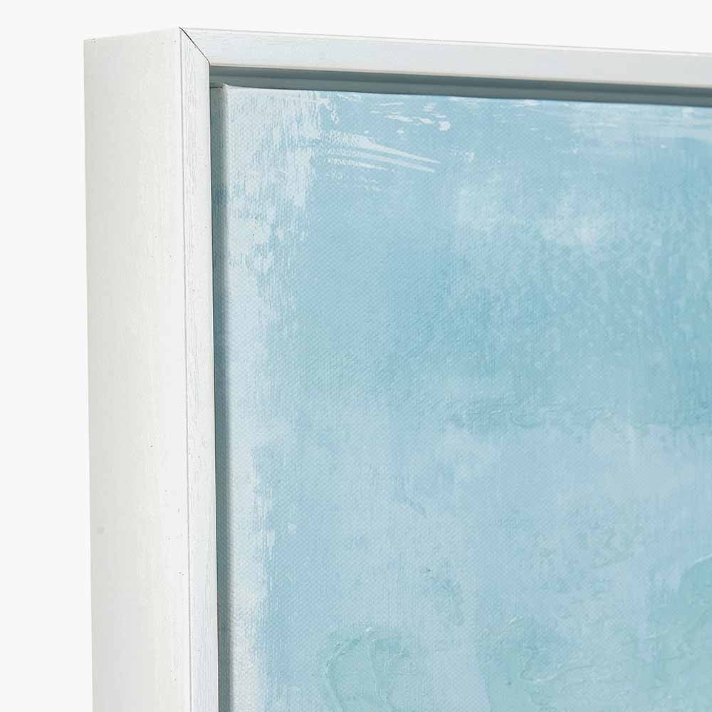 Blues Abstract Canvas with White Frame